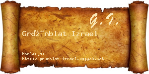 Grünblat Izrael névjegykártya